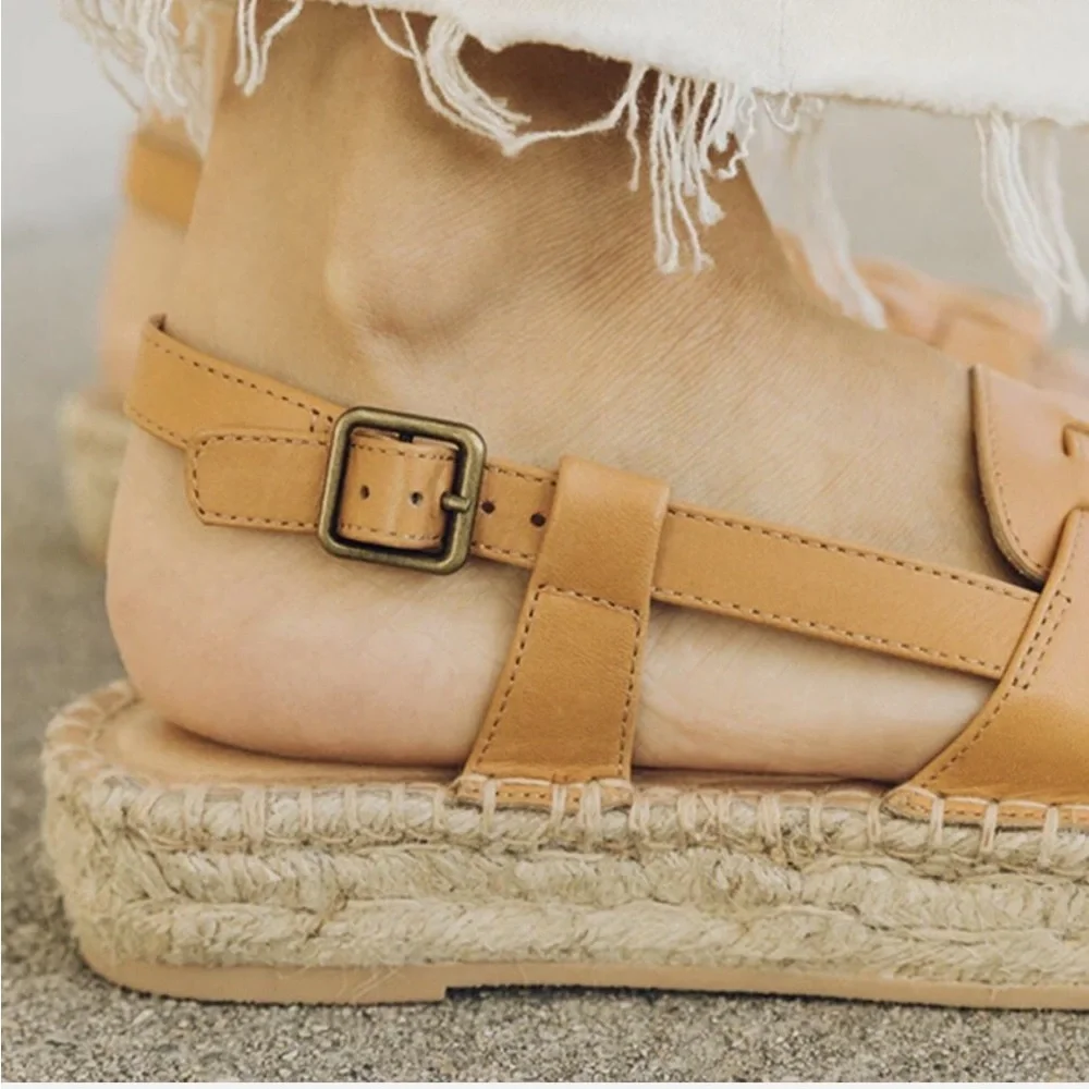 Soludos Sanibel Fisherman Leather Espadrille Sandals Sahara Pink Size 7.5 - Picture 12 of 16